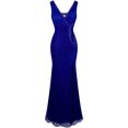 thumbnail image 1 of Angel-fashions Women's V Neck Lace Split Ruffled Beading Sheath Wedding Dress, 1 of 7