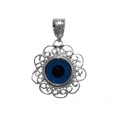 thumbnail image 1 of Sterling Silver Filigree Double Sided Evil Eye Pendant Charm, 16", 1 of 1