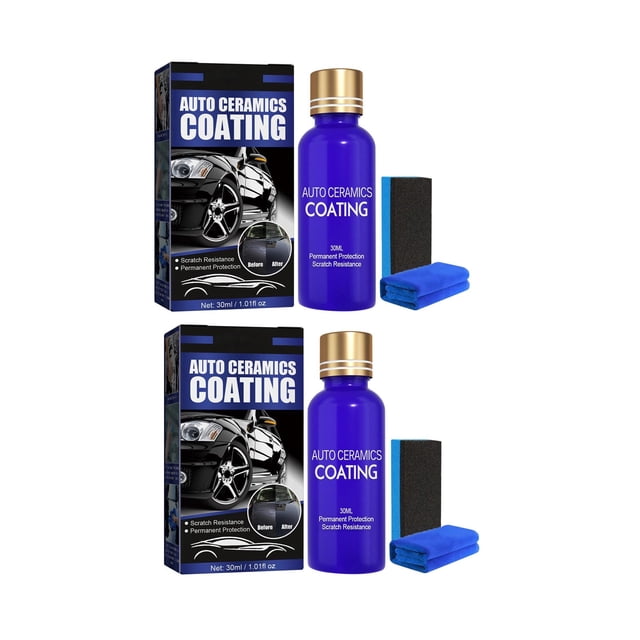 Car Crystal Coating Liquid | Paint Sealant & Scratch Repair Agent | 30ml Kit with Sponge & Cloth for Car Detailing, Paint Protection, and Headlight Restoration