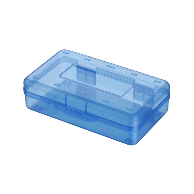 Style H Stackable Clear Plastic Pencil Case Snap Tight Lid School Organizer Box H #042r0