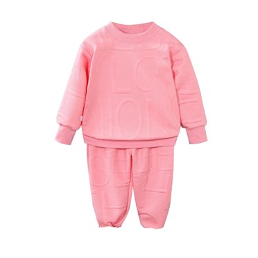 Mepaouo Baby Boys Girls Outfits Toddler Crewneck Sweatshirt Sweatpants Set Fall Winter Clothes Pink 6-12 Months
