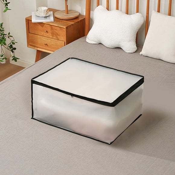 pstuiky Foldable Storage Bag Under Bed Storage Box, Odorless & Moisture-Proof Eva Translucent for Visibility Zippered Compartment for Pillows, Blankets, Coats