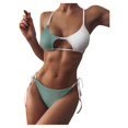 thumbnail image 1 of Women Striped Push Up High Cut Hight Waist Halter Bikini Set Two Piece Swimsuit, 1 of 6