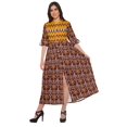 thumbnail image 1 of Moomaya Printed Front Slit A-Line Kurtis For Women Short Sleeve Summer Kurta, 1 of 5
