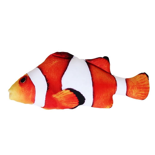 Jouet pour Animal Poisson Électrique Mobile Réaliste en Peluche Simulation Poisson Qui Remue Jouet à Taper pour Animal Drôle Interactif Animaux