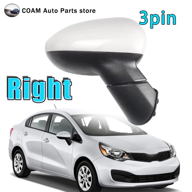 Right white car door exterior mirror assembly 3 inches for Kia Rio 2011-17-