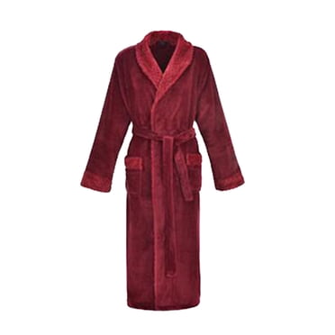 Peignoir en Flanelle Épaissi pour Homme en Velours Corail, Longue Robe de Nuit, Vêtements d'Intérieur