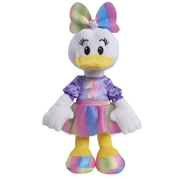 Disney Junior Minnie Mouse 8-Inch Small Unicorn Daisy Beanbag Plush, Daisy Duck In Purple and Rainbow Unicorn Dress, Stuffed Animal