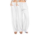 thumbnail image 1 of FNFYFH Clearance Ladies Plus Size Casual Long Linen Pants Solid, 1 of 5