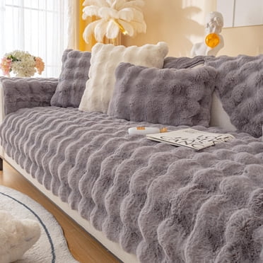 ZTTD Interesting Comfortable Solid Color Anti Slip Sofa Cover Rabbit Plush Sofa Cover Comfortable Plush Sofa Cover Soft Faux Sofa Home Textile Products Sofa Cover