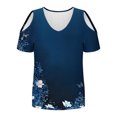 thumbnail image 4 of Soki Blouses pour Femmes à Épaules Dénudées Tee Liquidation Manches Courtes Col en V Hauts à la Mode, 4 of 6