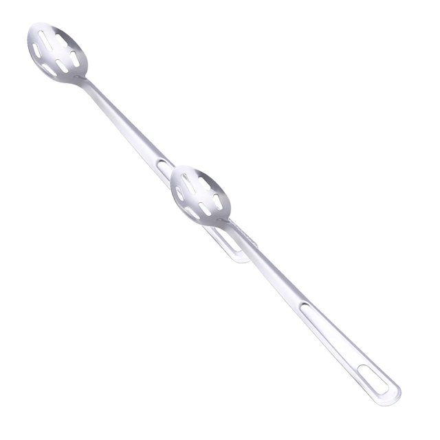 Oleegame 2PC Stainless Steel Cutlery Set Stainless Spoon Common Serving Spoon Soup Spoon Colander Spoon Extended Sauté Spoon Non Long Hole Round Hole Kitchenware Silver