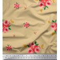 thumbnail image 1 of Soimoi polyester Crepe Fabric Leaves & Rose Flower Fabric Prints By Yard 42 Inch Wide, 1 of 3