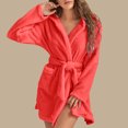 thumbnail image 1 of Gift TIMIFIS Red Womens Robe Plush Soft Robe , Warm, Fleece Bathrobe Winter Warm Pajamas Shower Nightgown pring/Summer, 1 of 6