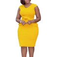 thumbnail image 2 of Robes pour Femmes 2024 Été Oversize Couleur Unie Col Rond Manches Courtes à la Cheville Taille Haute Robe Jupe Rabais de 50 % Liquidation!, 2 of 9