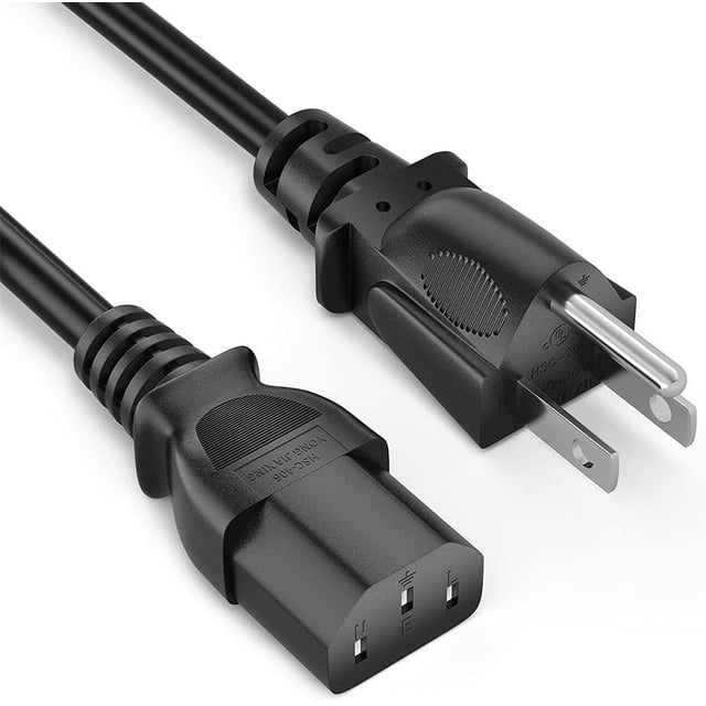 5ft Power Cord, Replacement Monitor TV Computer Power Cable, 18 AWG 3 Prong AC Power
