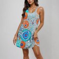 thumbnail image 4 of Ovzne Robes d'Été pour Femmes 2025 Robe pour Femme Robe Décontractée et à la Mode pour Femmes Imprimée Col Rond Sans Manches avec Poche Robe Courte Décontractée Robe Grande Taille Imprimée Liquidation, 4 of 7
