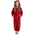 thumbnail image 1 of Pyjama d'Hiver pour Filles Combinaison à Capuche à Manches Longues pour Filles Pyjama Uni pour Chaleur Hivernale Décontractée Combinaison à Manches Longues, 1 of 6