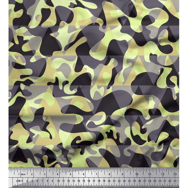 Soimoi Georgette Viscose Fabric Two Tone Camouflage Printed Fabric 1 Yard 42 Inch Wide