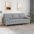 thumbnail image 1 of vidaXL 3-Seater Sofa with Throw Pillows Light Grey 180 cm Fabric, 1 of 5
