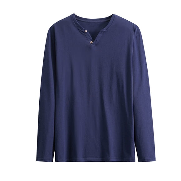 hotojiny Mens Cotton Henley Shirt Fall Warm Basic Base Layer Soft Comfy Solid Color Button Long Sleeve T Shirt