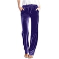thumbnail image 1 of Plebaso Womens Velvet Pants Elastic Waist Drawstring Lounge Pants Straight Leg Trousers with Pockets, 1 of 5