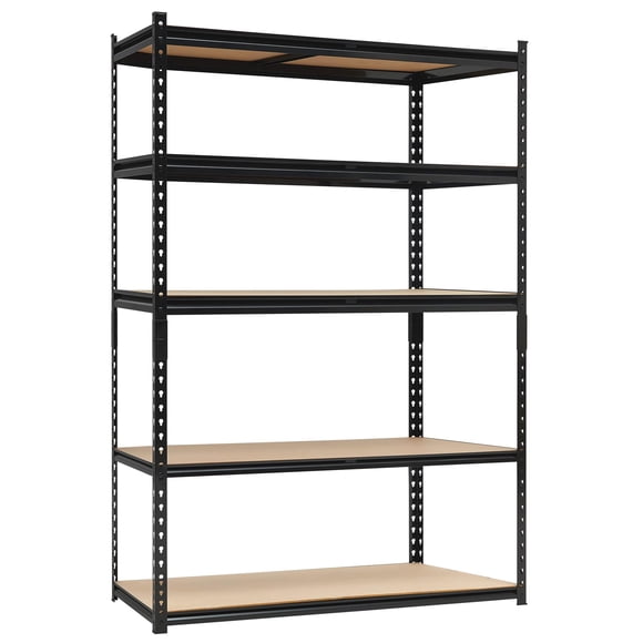 Industrial Shelving Unit Heavy Duty – 5-Tier Adjustable Metal Storage Rack 48"W x 24"D x 72"H – 2000 lb Capacity for Garage/Workshop – Black Matte (1-Pack)