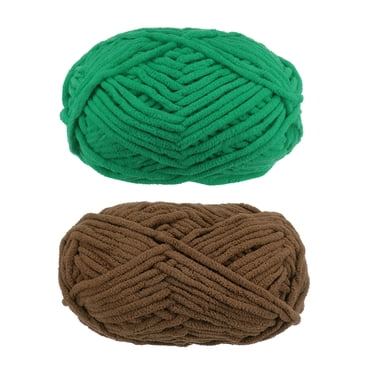 Uxcell 2 Pelotes Fil Velours Fil pour Couverture 2x100g/7.1oz Polyester Doux Tricot Fil Chenille, Brun, Vert