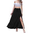 thumbnail image 1 of Floleo Jupe Mi-Longue Fendue sur le Côté pour Femme, Sans Manches, Col Ras du Cou, Décontractée, Confortable, à la Mode, Attrayante, pour Rendez-Vous, Fête, Vacances, Loisirs, Tenue de Printemps et d'Été (Noir, P), 1 of 7