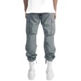 thumbnail image 3 of LUXUR Mens Drawstring Trousers Casual Sports Cargo Pant Grey M, 3 of 3