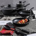 thumbnail image 2 of Oster Ashford 10 Piece Aluminum Nonstick Cookware Set, Black with Soft Touch Bakelite Handle, 2 of 2