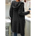 thumbnail image 4 of Women Hooded Open Front Cardigan Cable Knit Sweaters Solid Chunky Long Sweater Coats with Pockets, 4 of 5