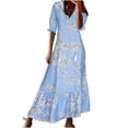 thumbnail image 2 of EQWLJWE Robe pour Femmes Liquidation Mode Robe Décontractée pour Femmes Printemps et Été Col en V Manches Trois-Quarts Robe Imprimée Robes pour Femmes Grande Taille, 2 of 6