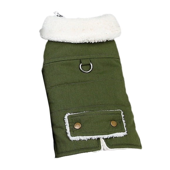 Pet Cotton Coat Stylish Button Closure Warm Comfortable Dog Cat Outerwear with Traction Ring for Winter