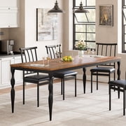 71" Dining Table for 4-8, Farmhouse Rectangular dinner table with Sturdy Metal Legs Scratch Water Resistant 30mm Thick Tabletop, Rustic Kitchen Dining Room Table (Only Table), Retro Black