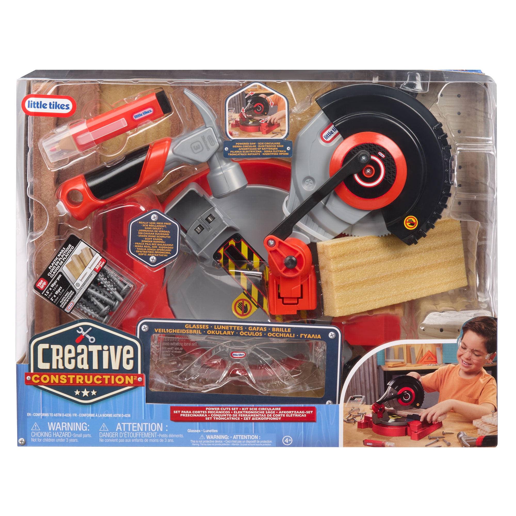 Ensemble de coupe mécanique Little Tikes Creative Construction avec 6 accessoires, jeu factice de construction, pour les filles et les garçons de 3 ans et +