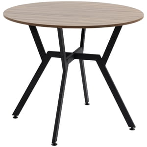 CoSoTower 35" Table ronde à manger, Table moderne avec cadre en acier, Space Sauver la petite table de cuisine, brun