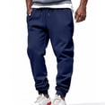 thumbnail image 2 of Navy Pants for Man Fall Summer Track Gym Casual Stretch Jogger Ruched Straight Leg Basic Cuff Leg Pants Mens 2025 Clothes M, 2 of 9