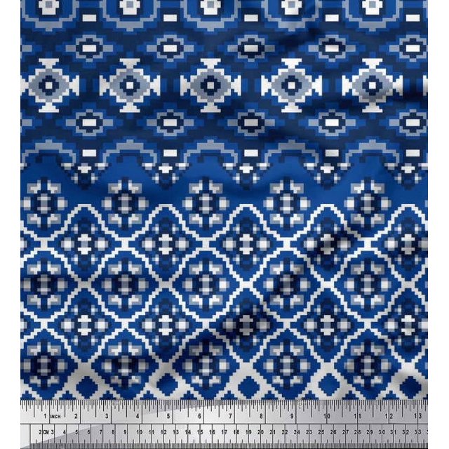 Soimoi Rayon Crepe Fabric Aztec Geometric Printed Fabric 1 Yard 46 Inch Wide
