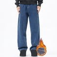 thumbnail image 2 of RKSTN Mens Pants Plush Thick Jeans With Elastic Drawstring Loose Oversized Straight Leg Pants Long Pants Soft Comfortable Workout Pants, 2 of 5