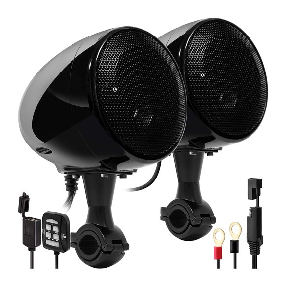 Haut-parleurs Bluetooth Stéréo de Moto ATV Étanches Améliorés de 4 Pouces avec Amplificateur Intégré de 300 W USB AUX MP3, Son Élevé