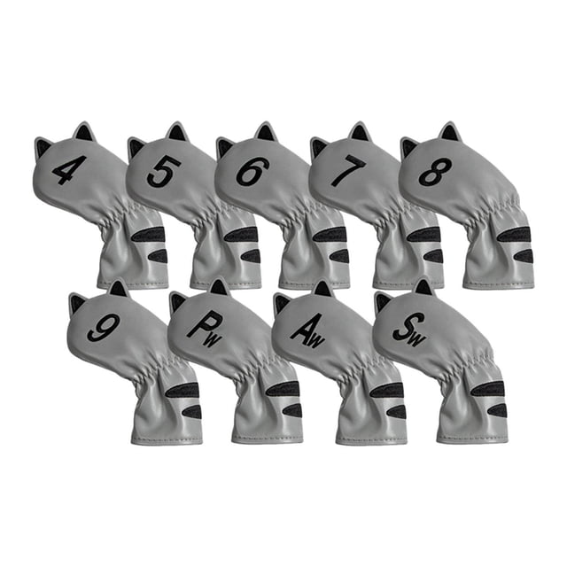 facefd Golf Head Covers Mallet Putter Professionals Outdoor Training Equipment 9pcs Iron Cue Grey
