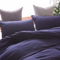 thumbnail image 3 of 3 Piece Solid Color Purplish Blue Quilt Cover Bedding Duvet Cover Set(Queen), 3 of 7