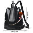 thumbnail image 3 of Faux Leather Backpack Unisex Solid Color Fashion Big Casual Daypack Shoulder Bag, 3 of 10