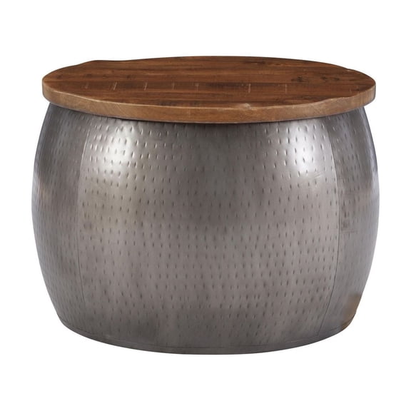 Rivera Large Drum with Storage, Silver