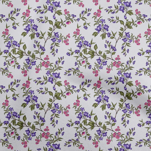 oneOone Georgette Viscose Medium Purple Fabric Floral Craft Projects Decor Fabric Printed By The Yard 42 Inch Wide