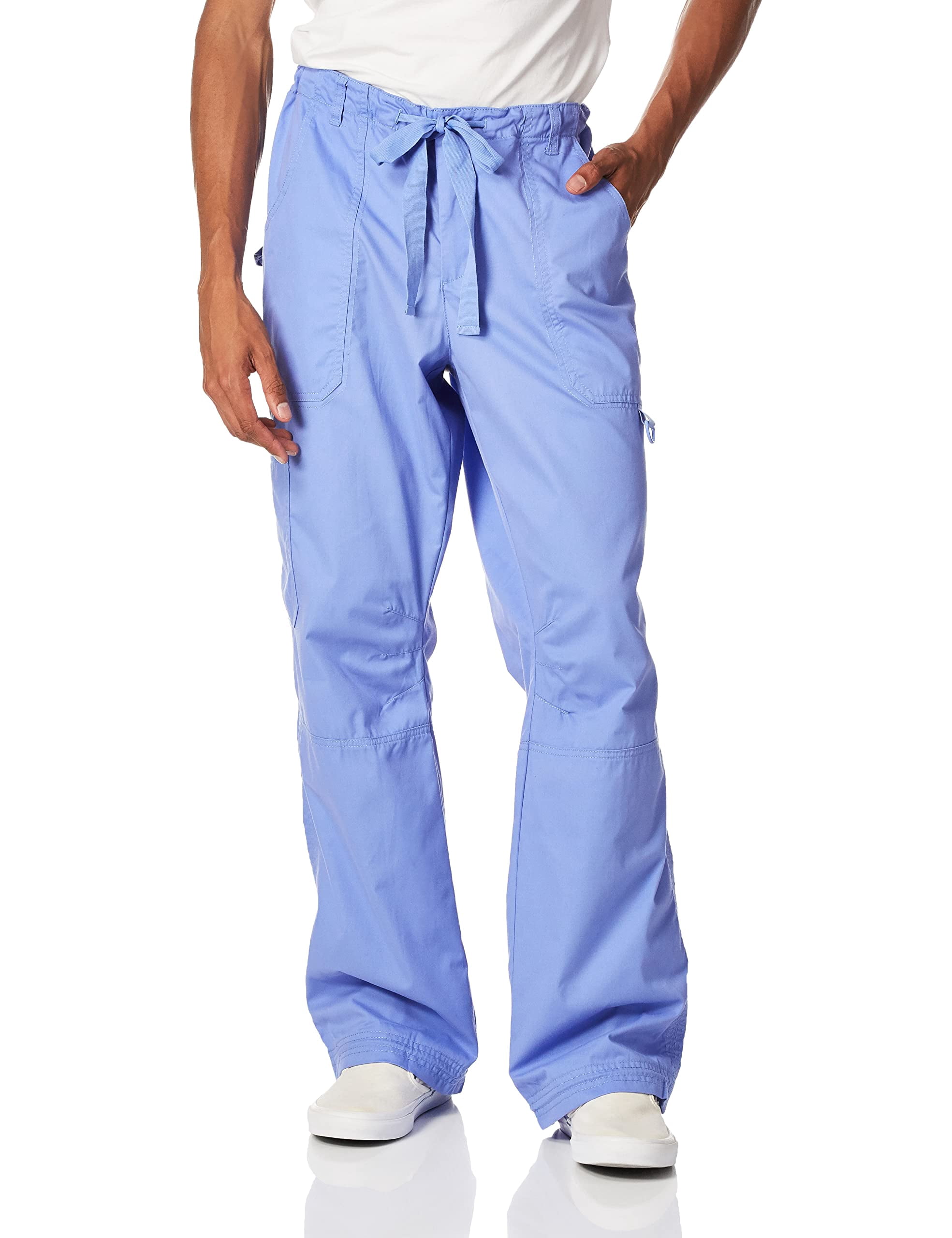 KOI Men's Big Tall James Elastic Scrub Pants with Zip Fly and Drawstring Waist, True Ceil, 2X/Short