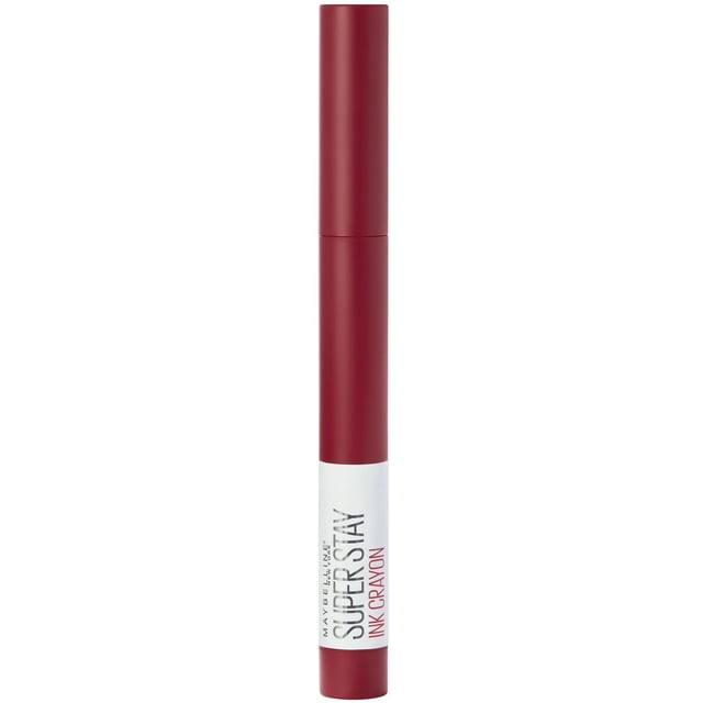 Super Stay®Ink Rouge à Lèvres en tube Cylindrique Rouge Mat avec Étiquette Blanche Présentant un Texte Noir et Rouge, Conçu pour une application Précise avec Aiguiseur Intégré et Couleur de Lèvres Mate Longue Tenue, Idéal pour un Port Toute la Journée.