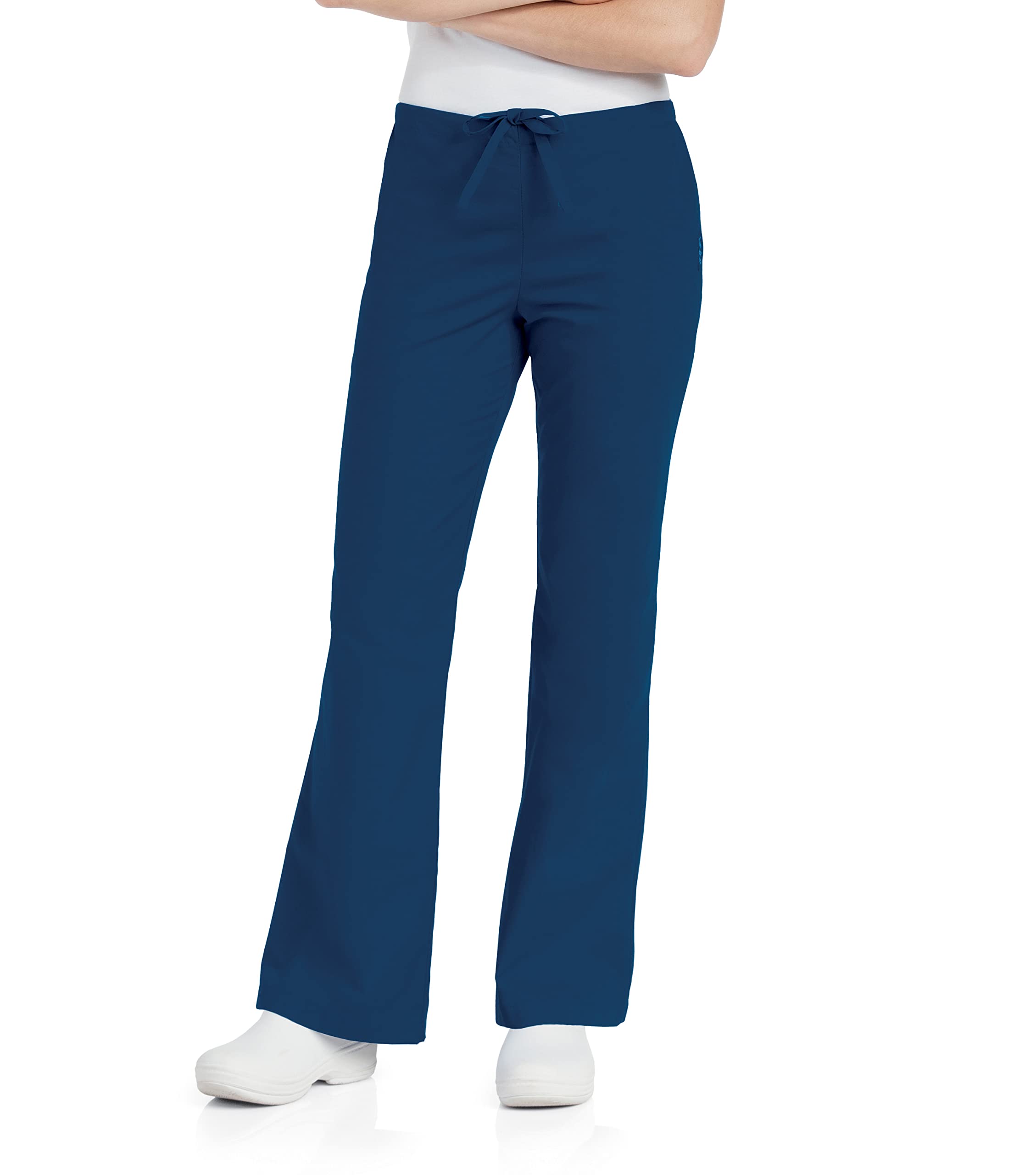 Landau Essentials Flare Leg Scrub Pants for Women: Classic Relaxed Fit, Drawstring/ Elastic Waist 8335