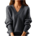 thumbnail image 1 of Timegard Hauts pour Femmes Manches Longues Col en V Tricot Confortable chandail-Over Automne Hiver Décontracté Ample Chaud Hauts, 1 of 5